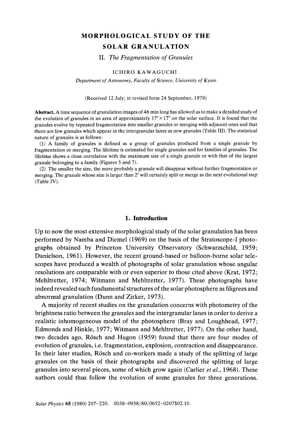 Morphological study of the solar granulation by Unknown