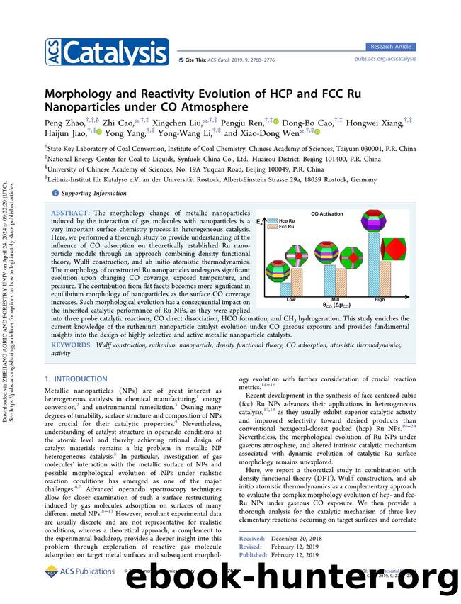 Morphology and Reactivity Evolution of HCP and FCC Ru Nanoparticles under CO Atmosphere by unknow