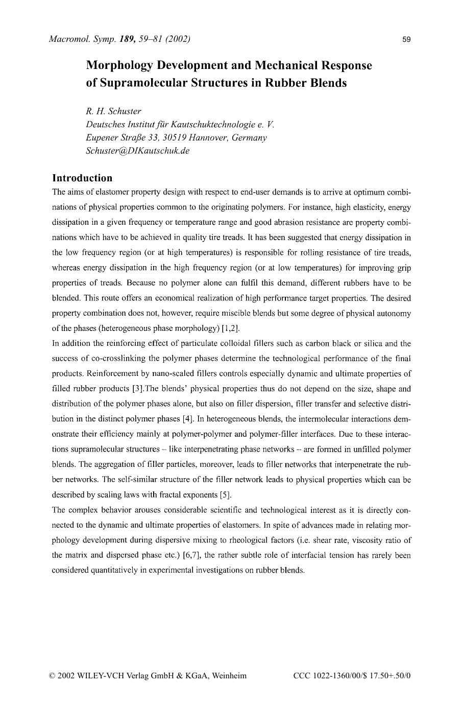 Morphology development and mechanical response of supramolecular structures in rubber blends by Unknown