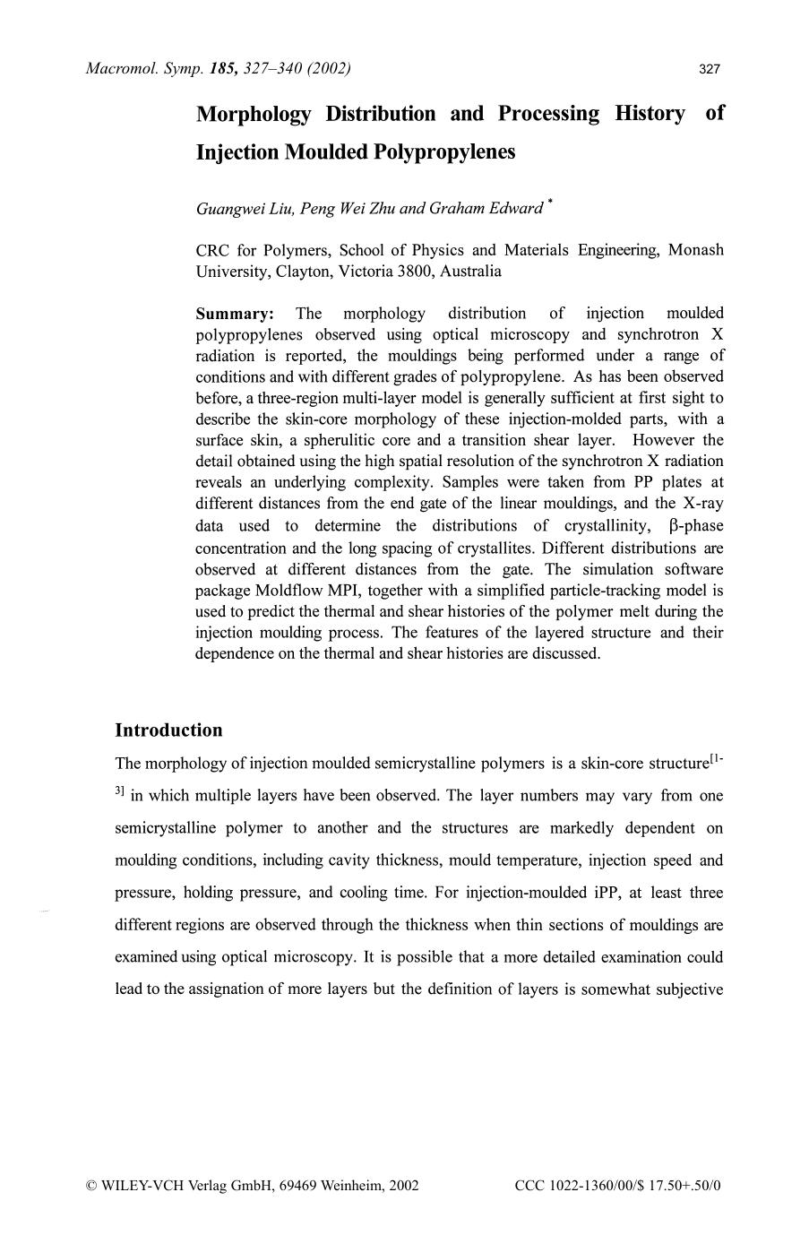 Morphology distribution and processing history of injection moulded polypropylenes by SOD