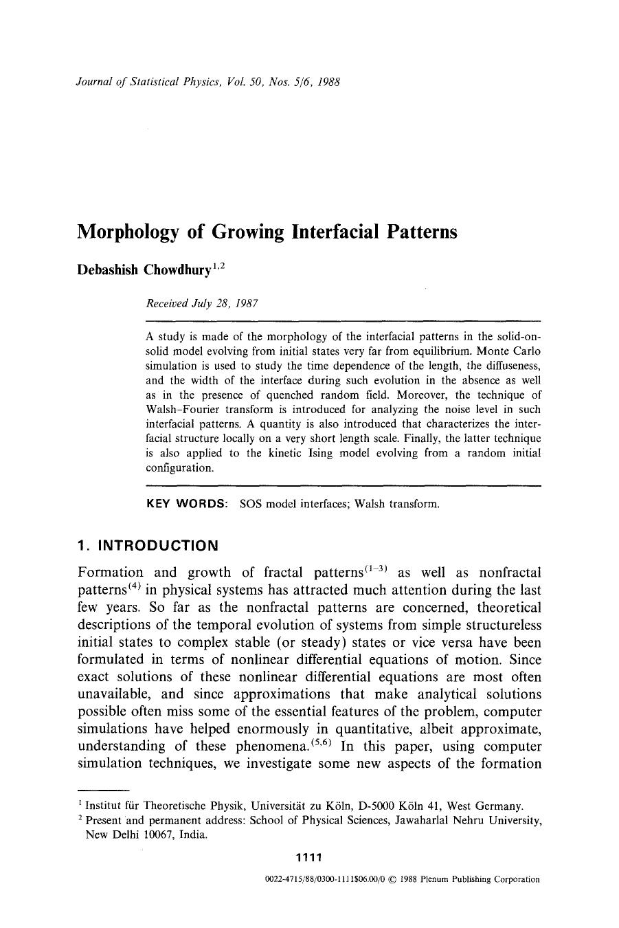 Morphology of growing interfacial patterns by Unknown