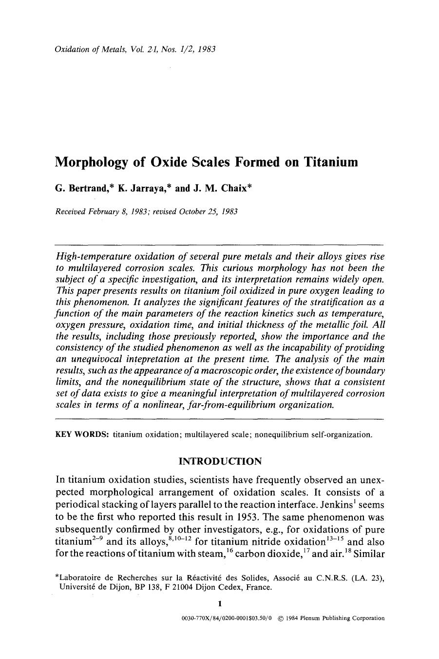 Morphology of oxide scales formed on titanium by Unknown