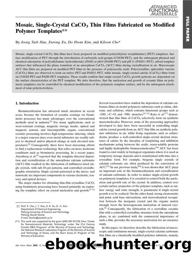 Mosaic, Single-Crystal CaCO3 Thin Films Fabricated on Modified Polymer Templates by Unknown