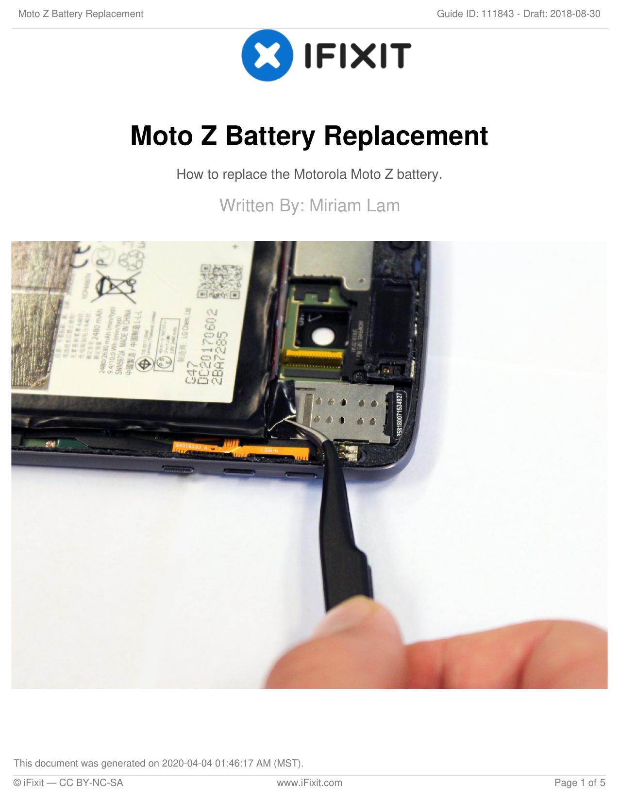 Moto Z Battery Replacement by Unknown