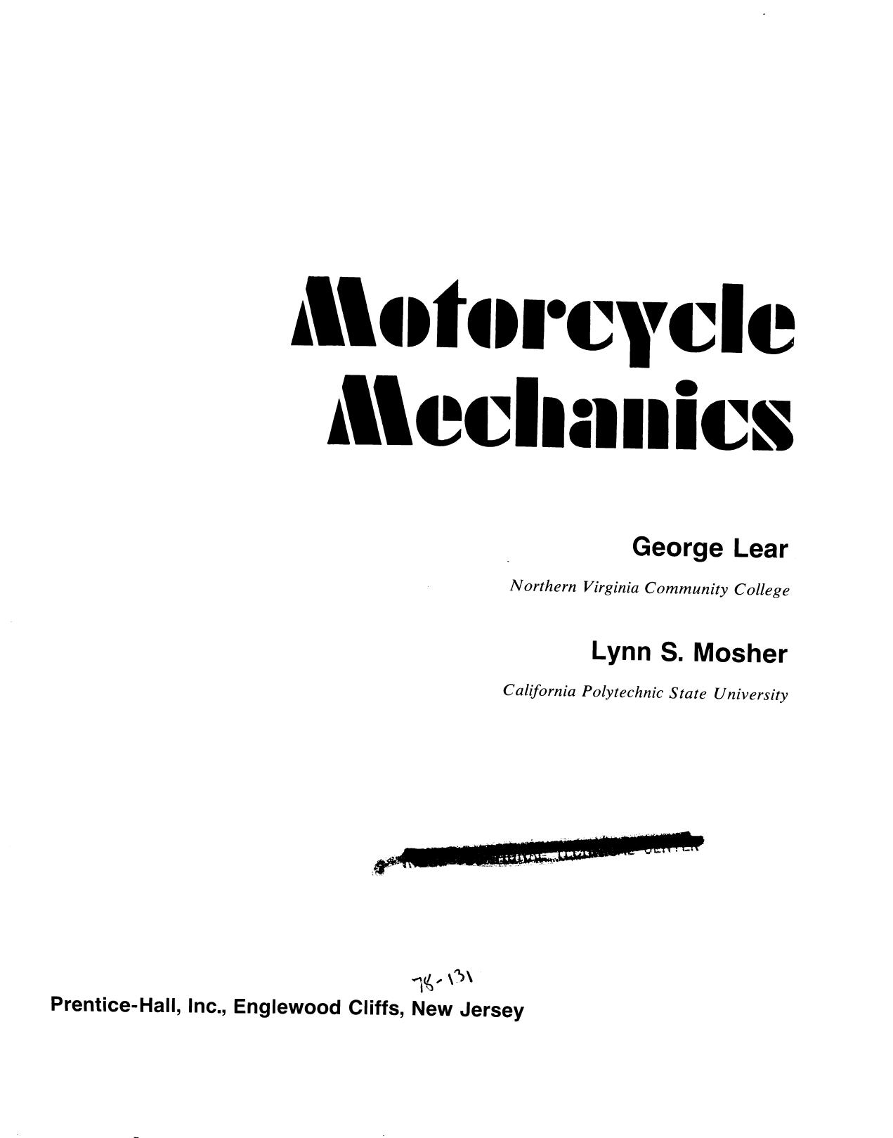 Motorcycle Mechanics by Unknown
