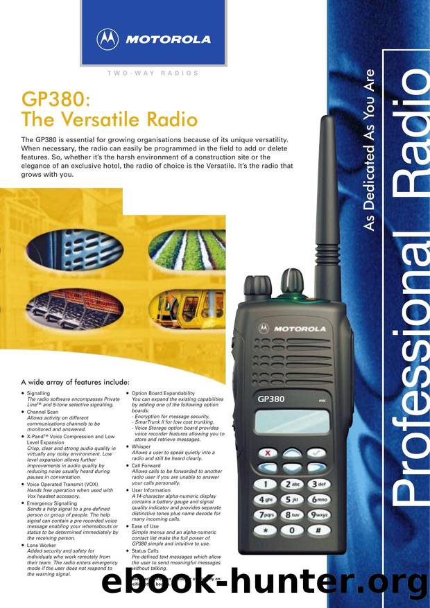 Motorola GP380 VHF or UHF Porto Datasheet by Unknown