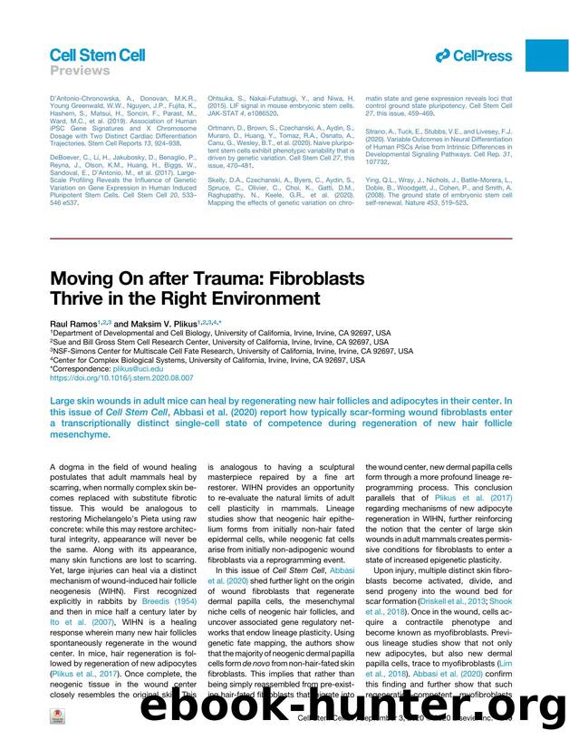 Moving On after Trauma: Fibroblasts Thrive in the Right Environment by Raul Ramos & Maksim V. Plikus
