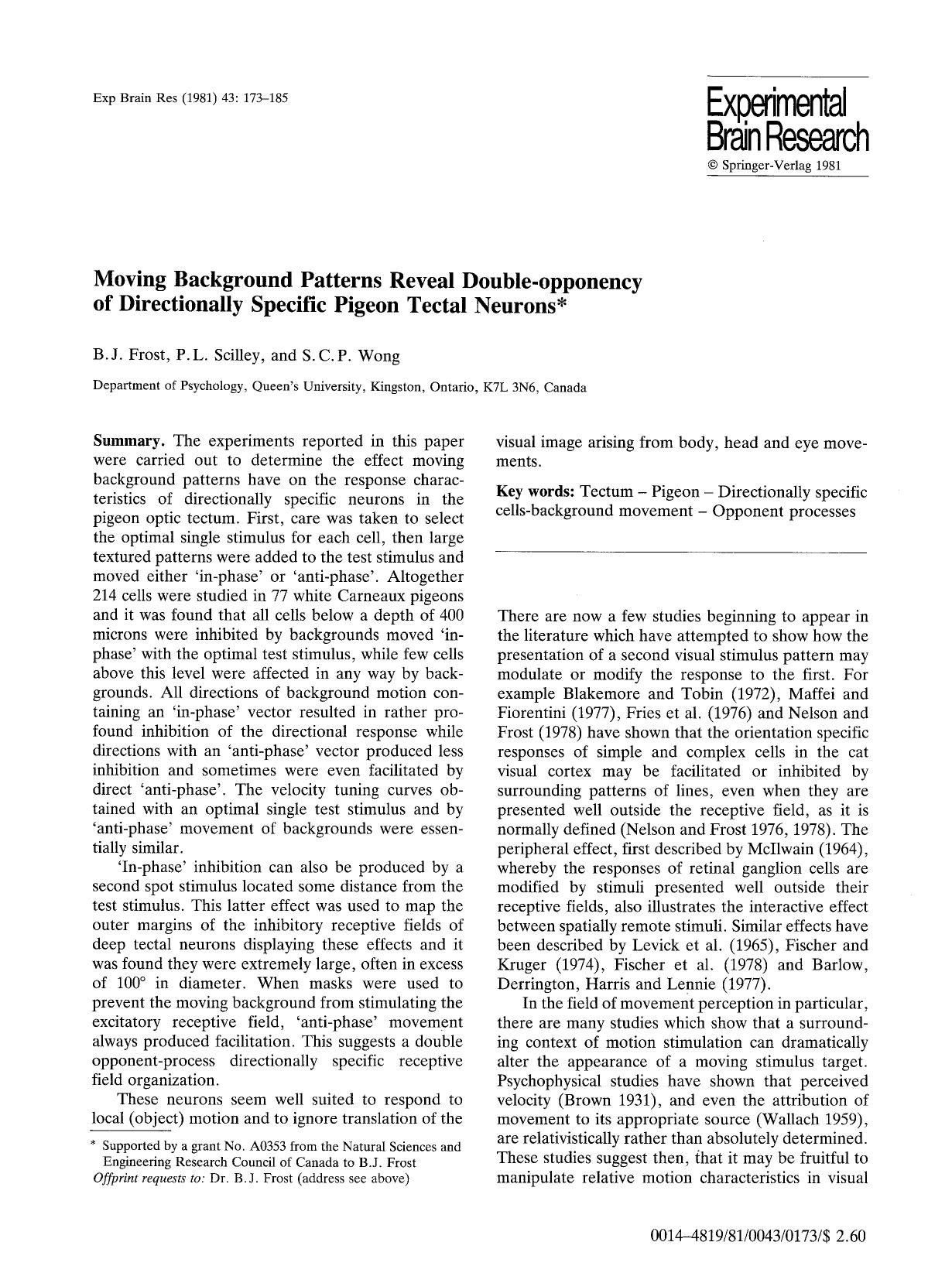 Moving background patterns reveal double-opponency of directionally specific pigeon tectal neurons by Unknown