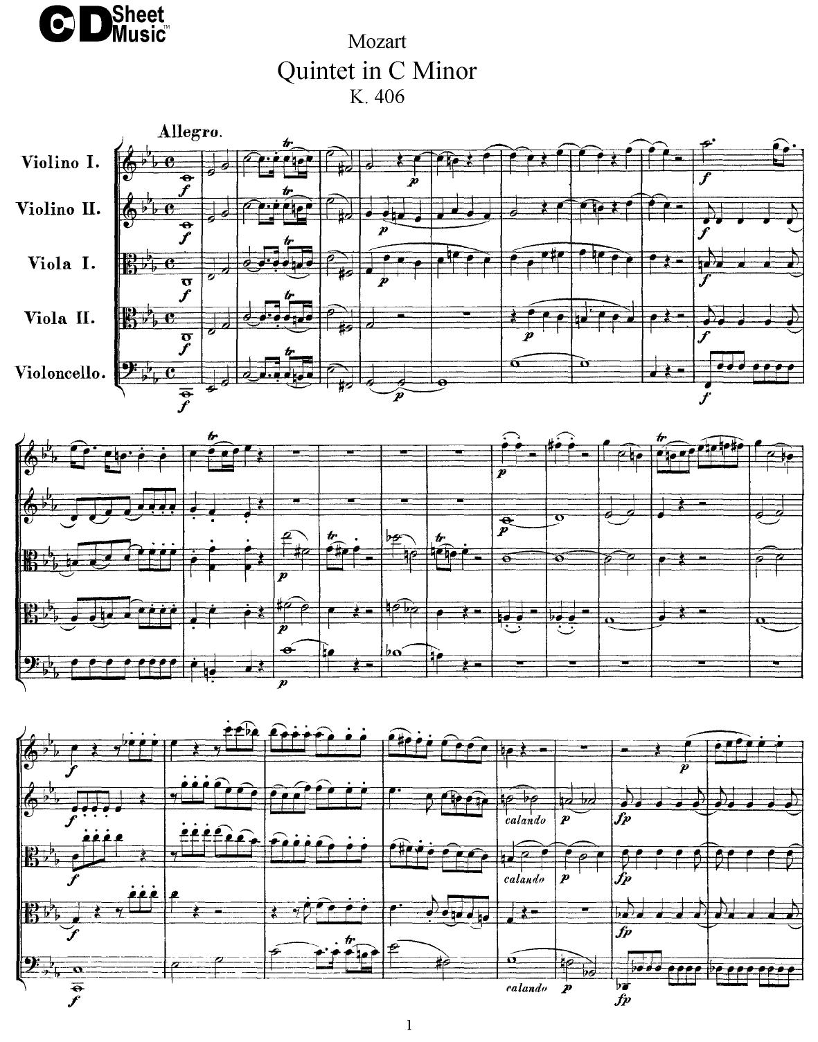 Mozart String Quintets: Quintet in C Minor, K. 406 by WBaxley Music Subito Music Corp & Stephens Pub. Co