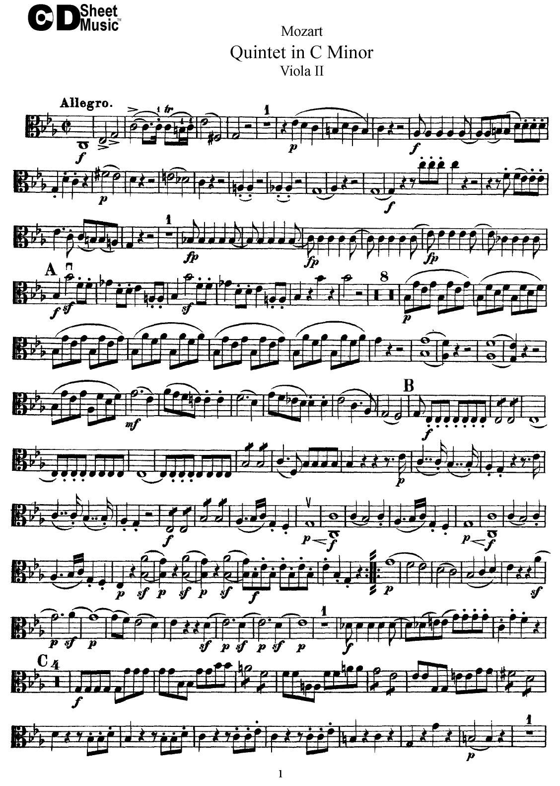 Mozart String Quintets: Quintet in C Minor, K.406 by WBaxley Music Subito Music Corp & Stephens Pub. Co