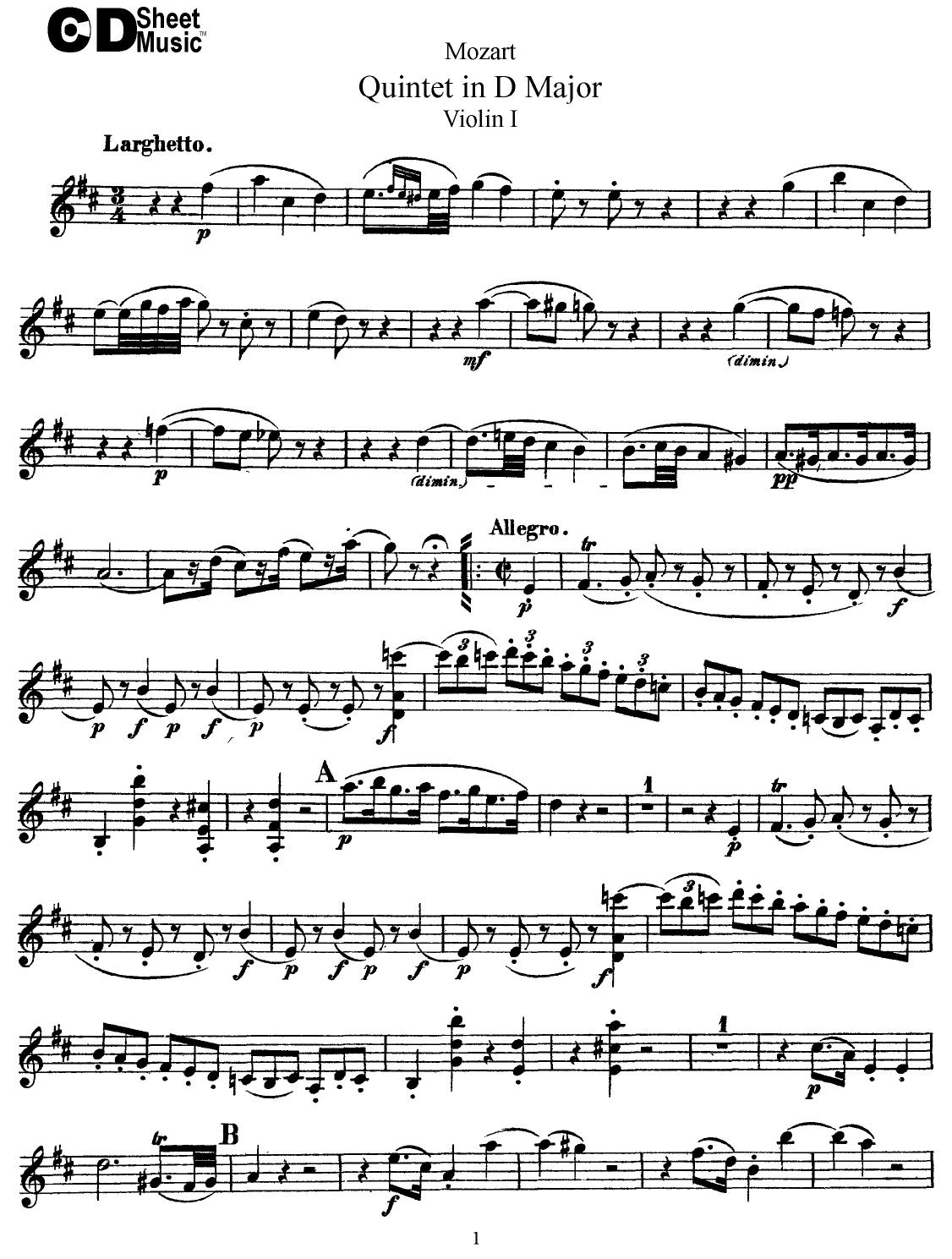 Mozart String Quintets: Quintet in D Major, K.593 by WBaxley Music Subito Music Corp & Stephens Pub. Co