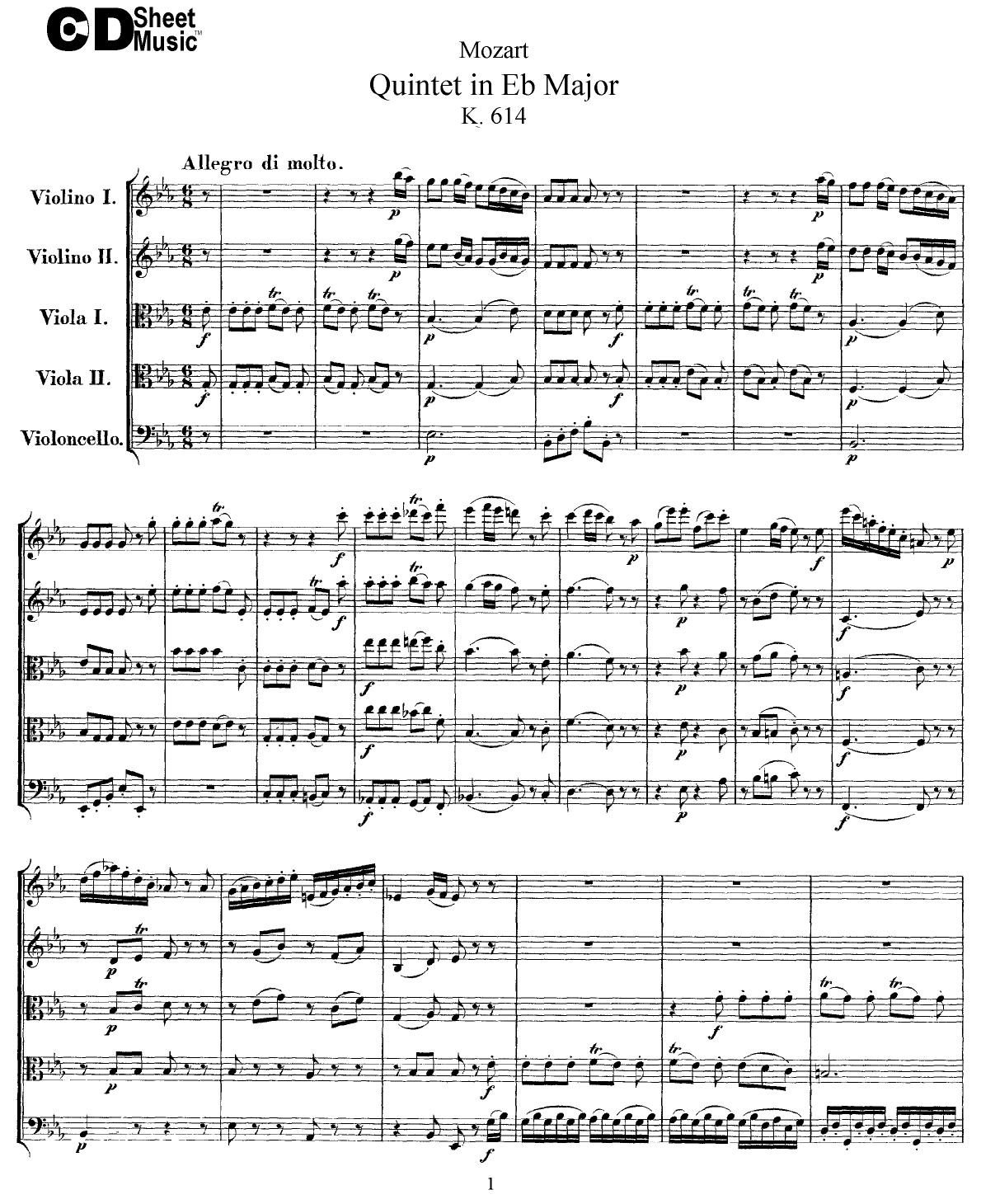 Mozart String Quintets: Quintet in Eb Major, K.614 by WBaxley Music Subito Music Corp & Stephens Pub. Co