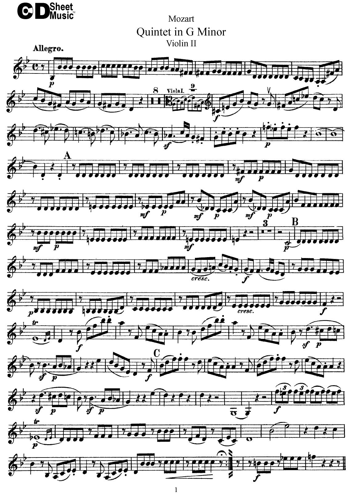 Mozart String Quintets: Quintet in G Minor, K.516 by WBaxley Music Subito Music Corp & Stephens Pub. Co