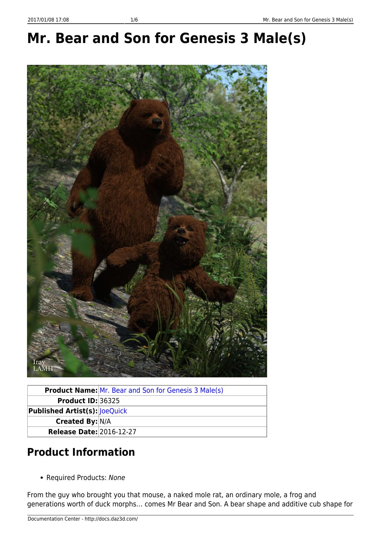 Mr. Bear and Son for Genesis 3 Male(s) by Unknown