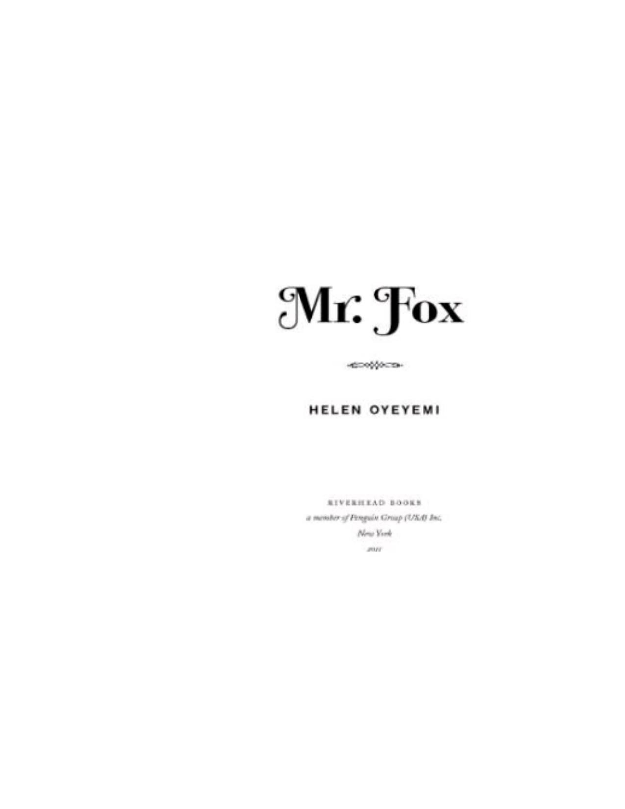 Mr. Fox by Helen Oyeyemi
