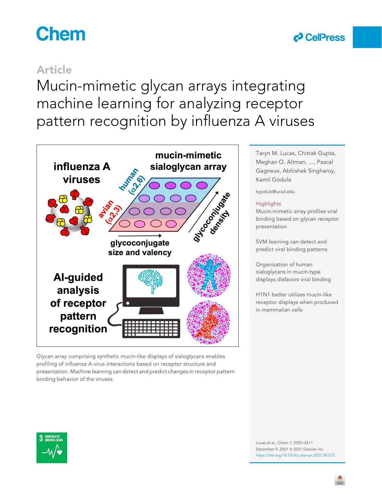 Mucin-mimetic glycan arrays integrating machine learning for analyzing receptor pattern recognition by influenza A viruses by Taryn M. Lucas