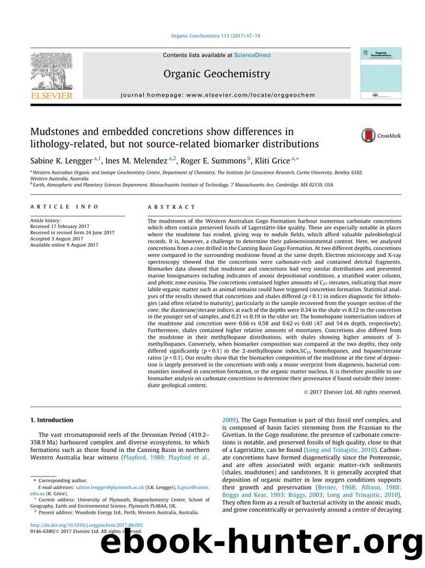 Mudstones and embedded concretions show differences in lithology-related, but not source-related biomarker distributions by Sabine K. Lengger & Ines M. Melendez & Roger E. Summons & Kliti Grice