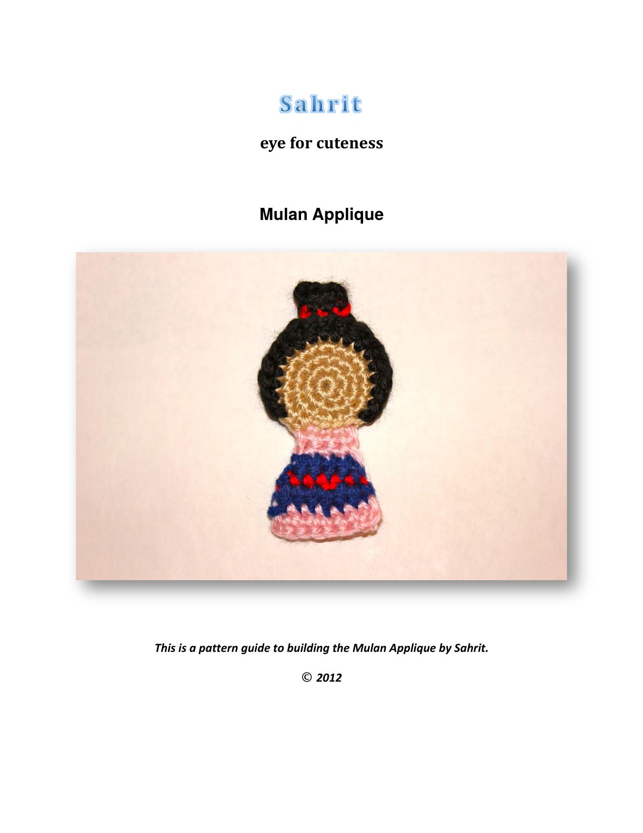 Mulan Applique Pattern by Sahrit by Sahrit Freud Weinstein