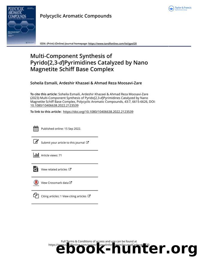 Multi-Component Synthesis of Pyrido[2,3-d]Pyrimidines Catalyzed by Nano Magnetite Schiff Base Complex by Esmaili Soheila & Khazaei Ardeshir & Moosavi-Zare Ahmad Reza