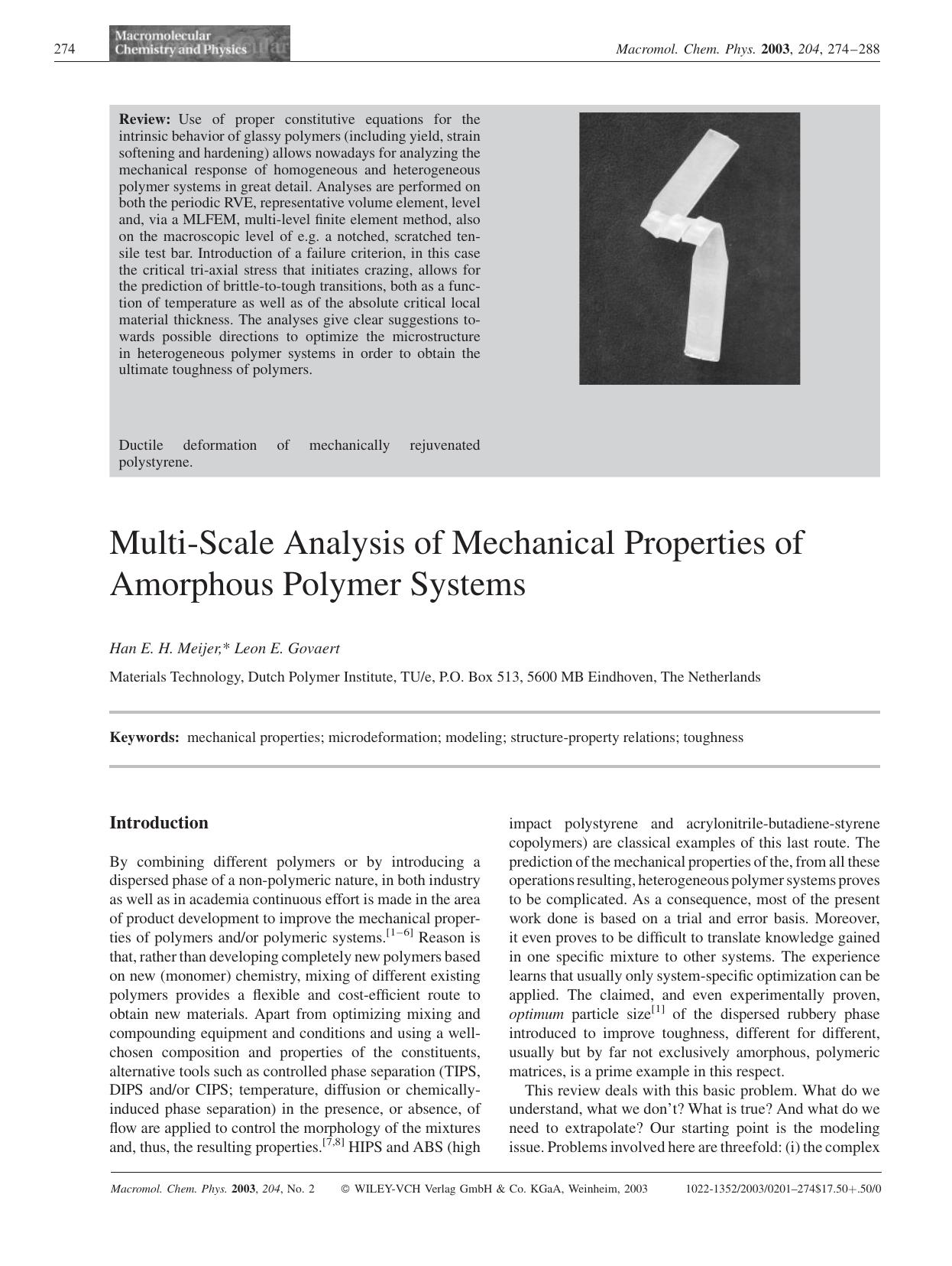 Multi-Scale Analysis of Mechanical Properties of Amorphous Polymer Systems by Unknown