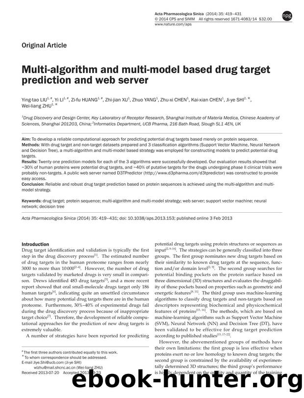 Multi-algorithm and multi-model based drug target prediction and web server by unknow
