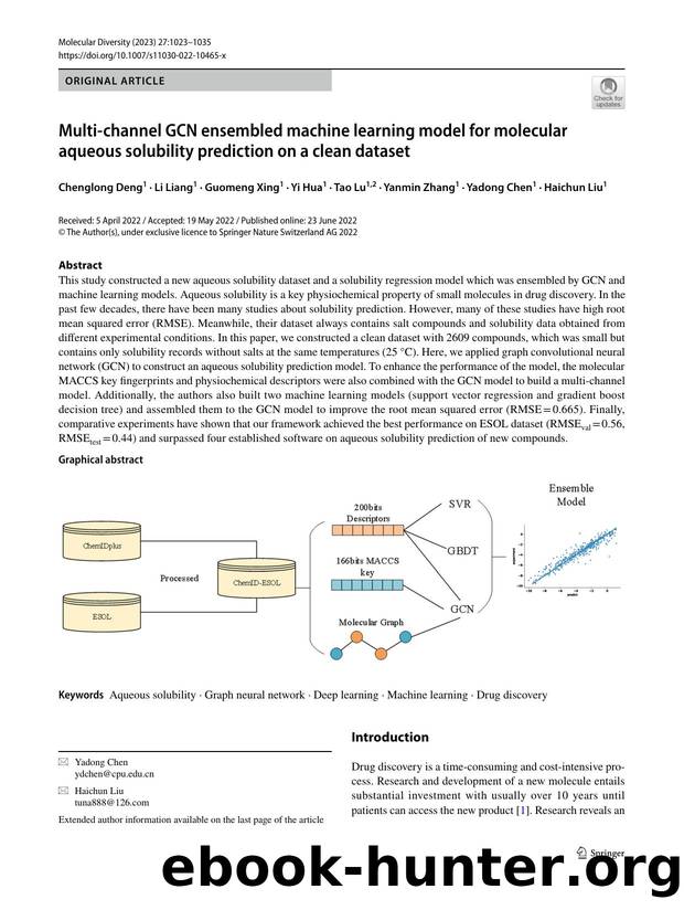 Multi-channel GCN ensembled machine learning model for molecular aqueous solubility prediction on a clean dataset by unknow