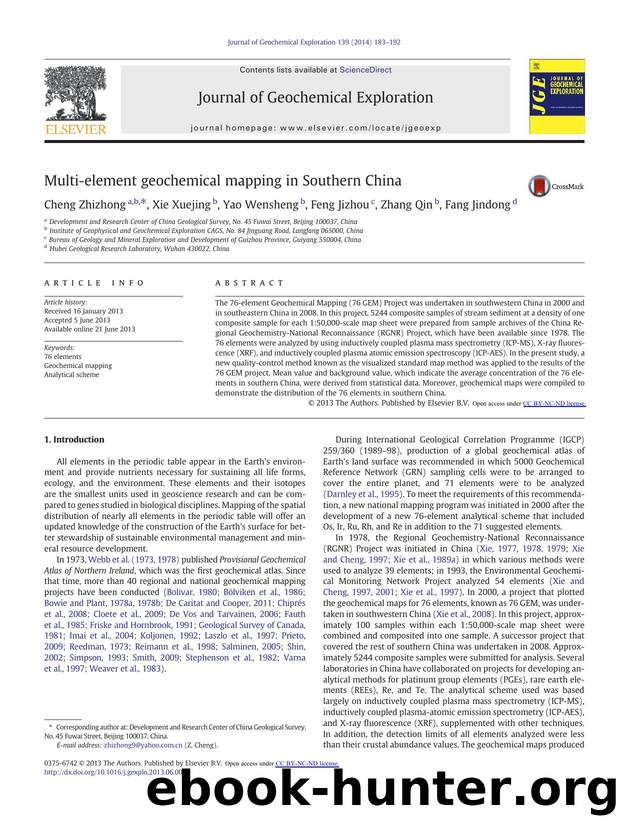 Multi-element geochemical mapping in Southern China by Cheng Zhizhong & Xie Xuejing & Yao Wensheng & Feng Jizhou & Zhang Qin & Fang Jindong
