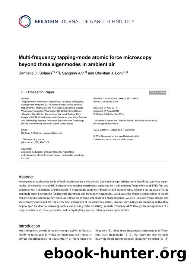 Multi-frequency tapping-mode atomic force microscopy beyond three eigenmodes in ambient air by Santiago D. Solares Sangmin An Christian J. Long