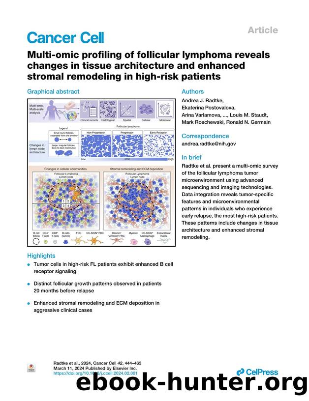 Multi-omic profiling of follicular lymphoma reveals changes in tissue architecture and enhanced stromal remodeling in high-risk patients by unknow