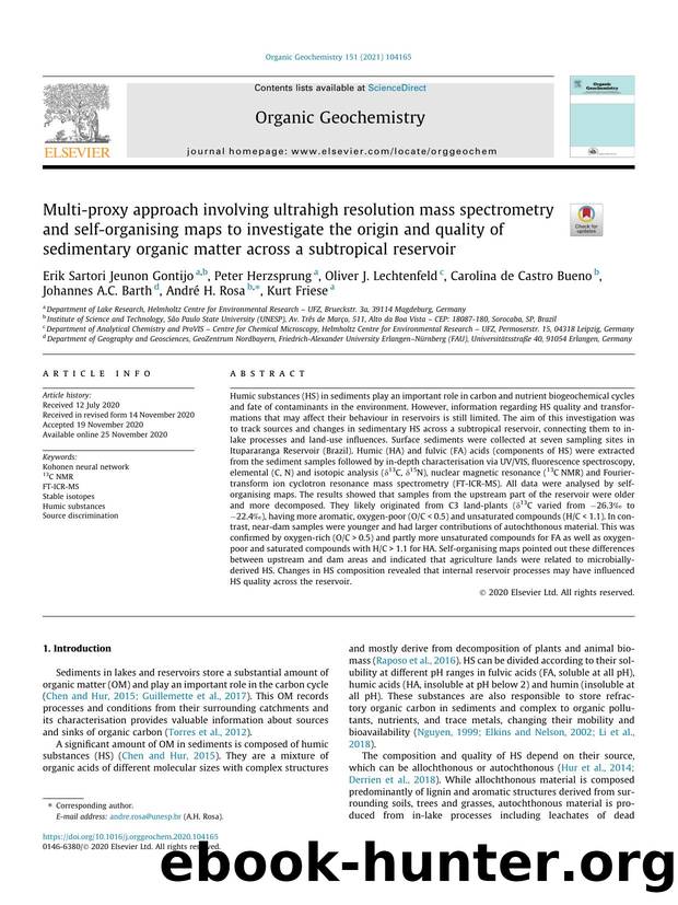 Multi-proxy approach involving ultrahigh resolution mass spectrometry and self-organising maps to investigate the origin and quality of sedimentary organic matter across a subtropical reservoir by unknow