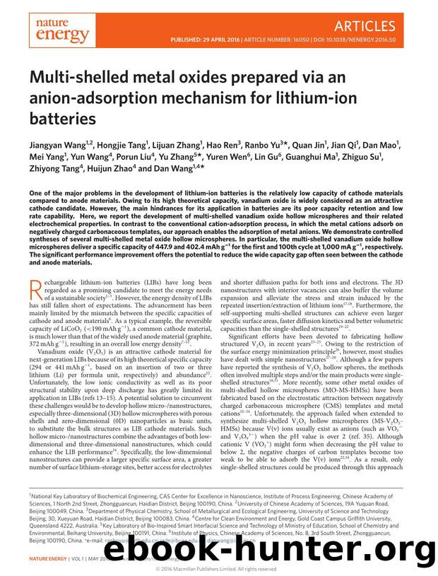 Multi-shelled metal oxides prepared via an anion-adsorption mechanism for lithium-ion batteries by unknow