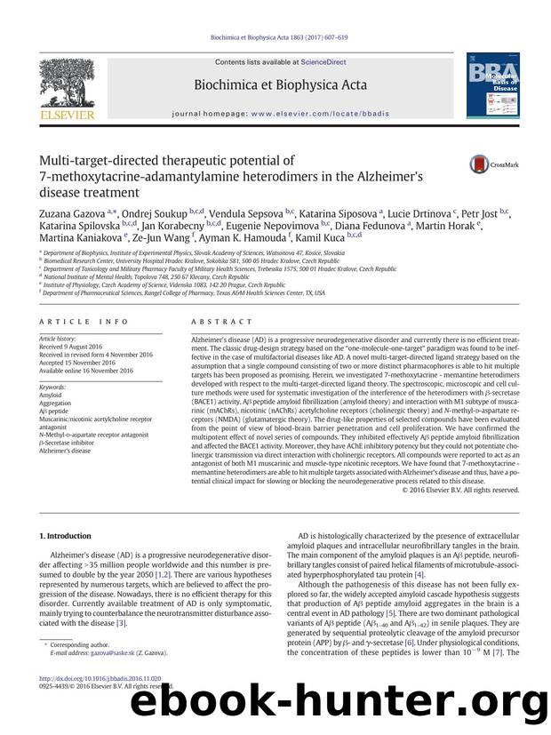 Multi-target-directed therapeutic potential of 7-methoxytacrine-adamantylamine heterodimers in the Alzheimer's disease treatment by unknow