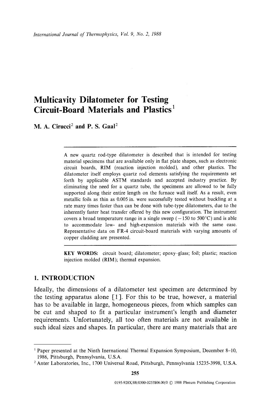 Multicavity dilatometer for testing circuit-board materials and plastics by Unknown