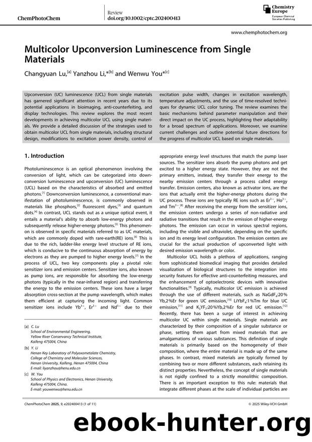 Multicolor Upconversion Luminescence from Single Materials by Changyuan Lu & Yanzhou Li & Wenwu You