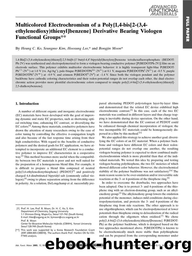 Multicolored Electrochromism of a Poly{1,4-bis[2-(3,4-ethylenedioxy)thienyl]benzene} Derivative Bearing Viologen Functional Groups by Unknown