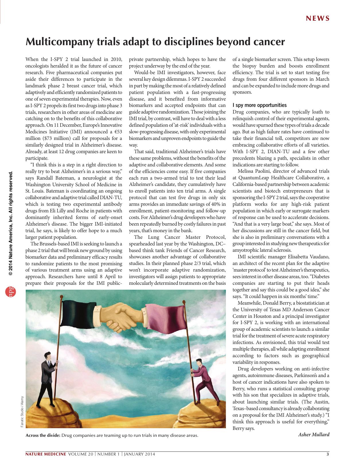 Multicompany trials adapt to disciplines beyond cancer by Asher Mullard