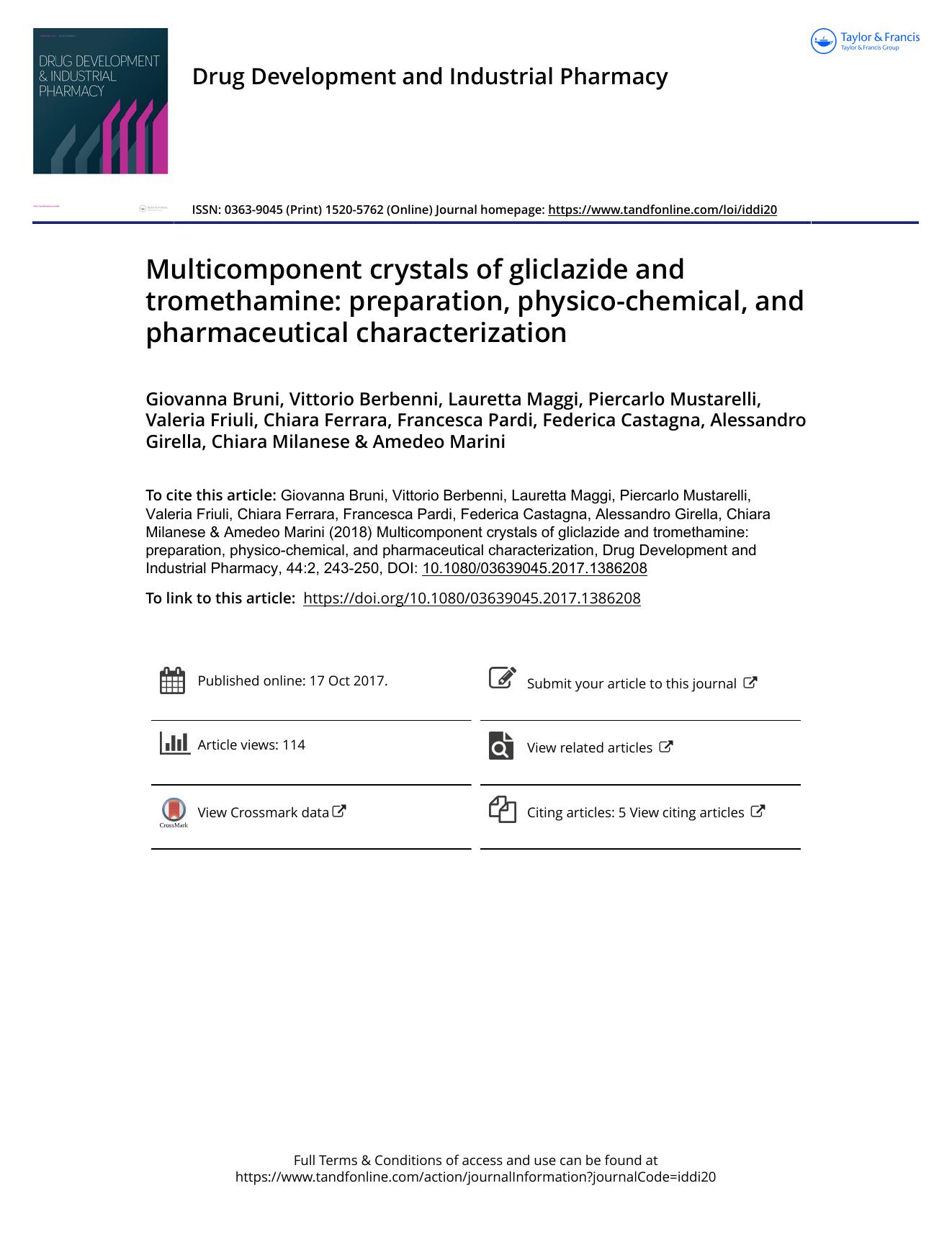 Multicomponent crystals of gliclazide and tromethamine: preparation, physico-chemical, and pharmaceutical characterization by unknow
