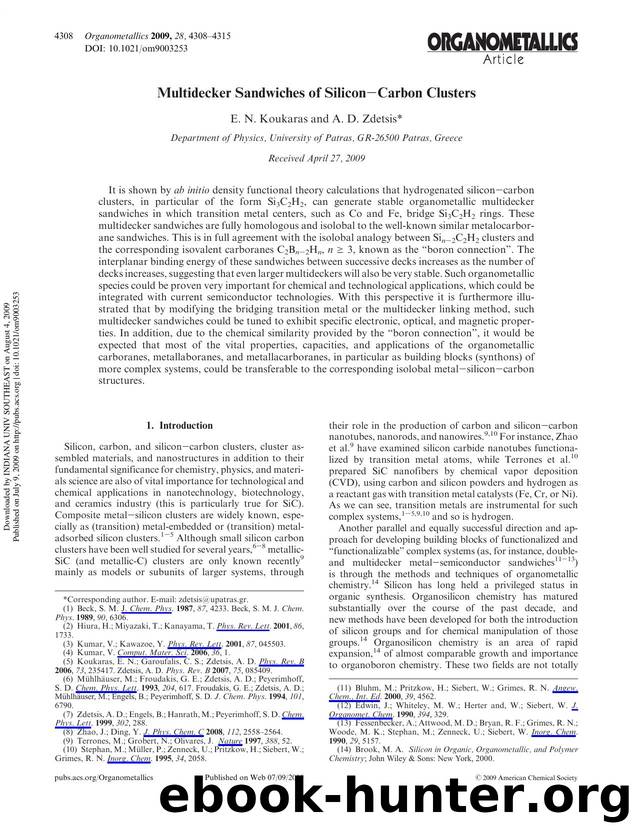 Multidecker Sandwiches of SiliconâCarbon Clusters by E. N. Koukaras & A. D. Zdetsis*