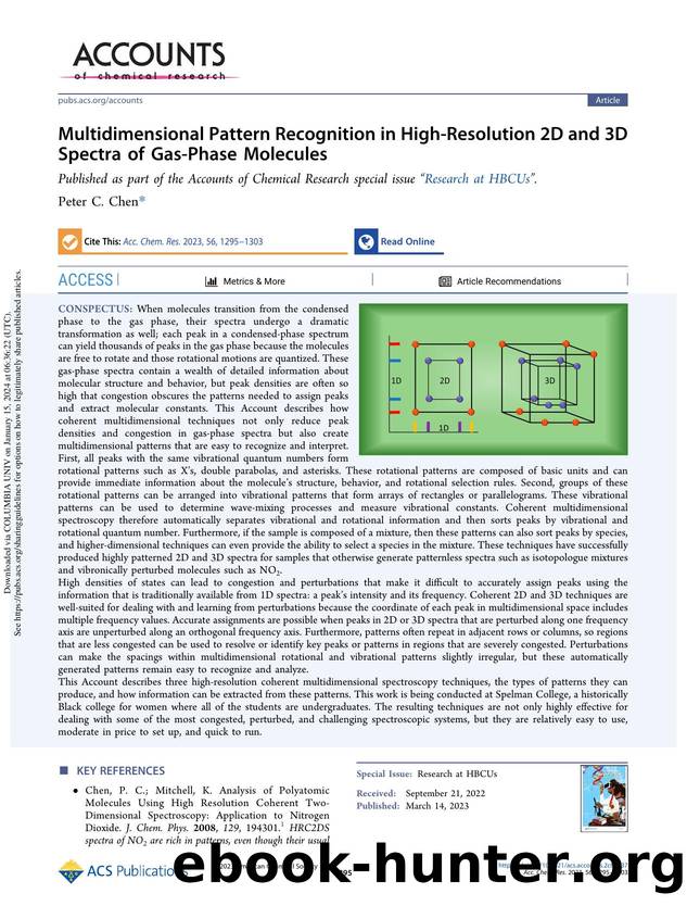 Multidimensional Pattern Recognition in High-Resolution 2D and 3D Spectra of Gas-Phase Molecules by Peter C. Chen