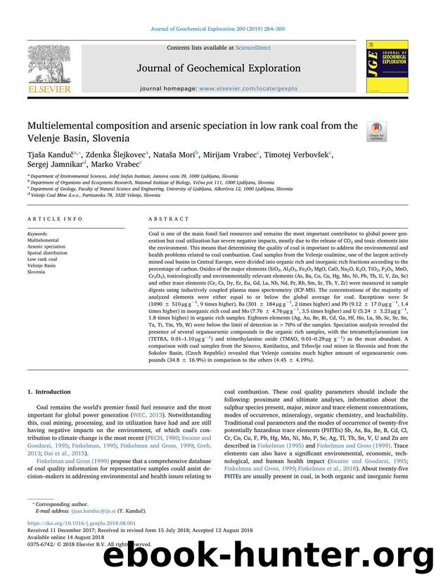 Multielemental composition and arsenic speciation in low rank coal from the Velenje Basin, Slovenia by unknow