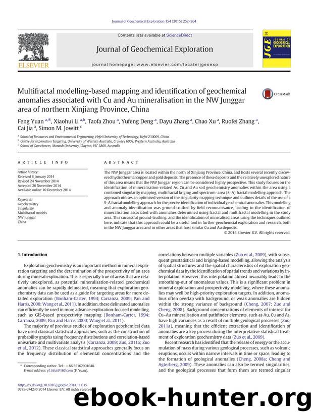 Multifractal modelling-based mapping and identification of geochemical anomalies associated with Cu and Au mineralisation in the NW Junggar area of northern Xinjiang Province, China by unknow