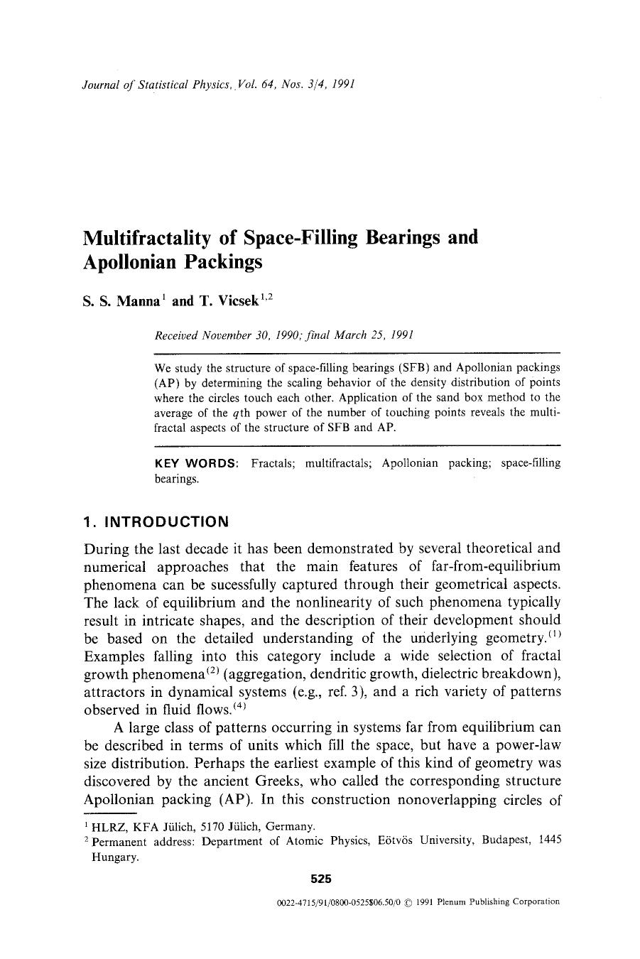 Multifractality of space-filling bearings and Apollonian packings by Unknown