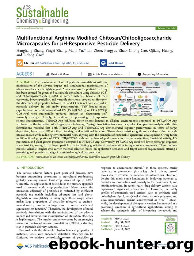 Multifunctional Arginine-Modified ChitosanChitooligosaccharide Microcapsules for pH-Responsive Pesticide Delivery by unknow