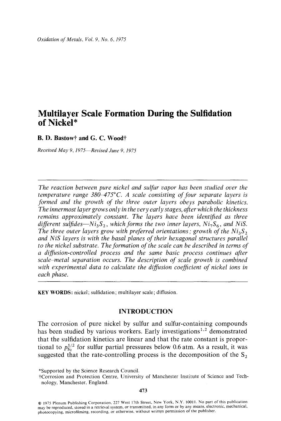Multilayer scale formation during the sulfidation of nickel by Unknown