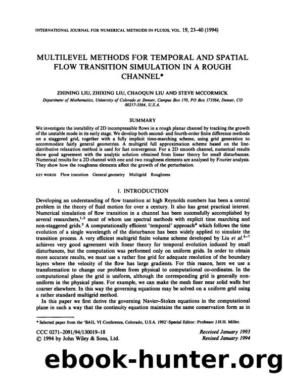 Multilevel methods for temporal and spatial flow transition simulation in a rough channel by Unknown