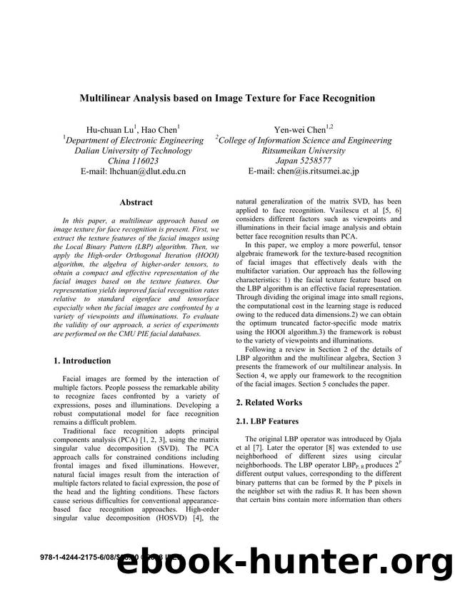 Multilinear Analysis based on Image Texture for Face Recognition by 