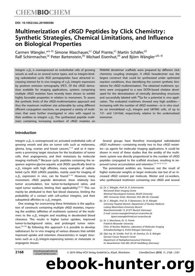 Multimerization of cRGD Peptides by Click Chemistry: Synthetic Strategies, Chemical Limitations, and Influence on Biological Properties by Unknown