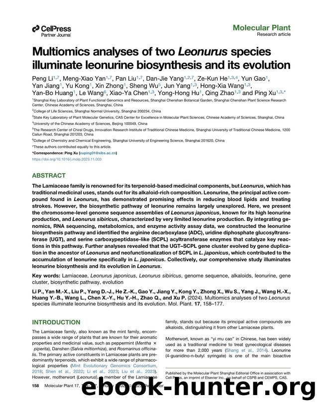Multiomics analyses of two Leonurus species illuminate leonurine biosynthesis and its evolution by unknow