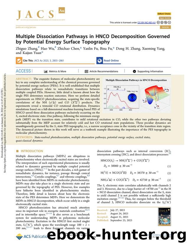 Multiple Dissociation Pathways in HNCO Decomposition Governed by Potential Energy Surface Topography by Zhiguo Zhang Hao Wu Zhichao Chen Yanlin Fu Bina Fu Dong H. Zhang Xueming Yang & Kaijun Yuan