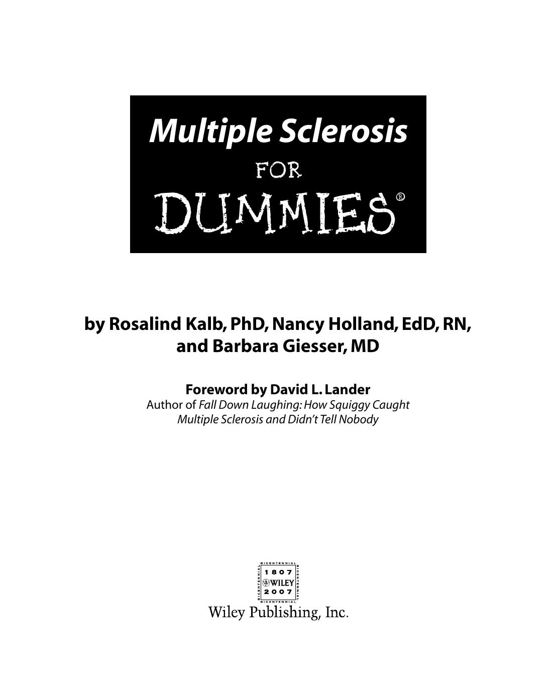 Multiple Sclerosis For Dummies by Unknown